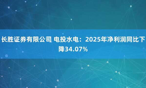 长胜证券有限公司 电投水电：2025年净利润同比下降34.07%