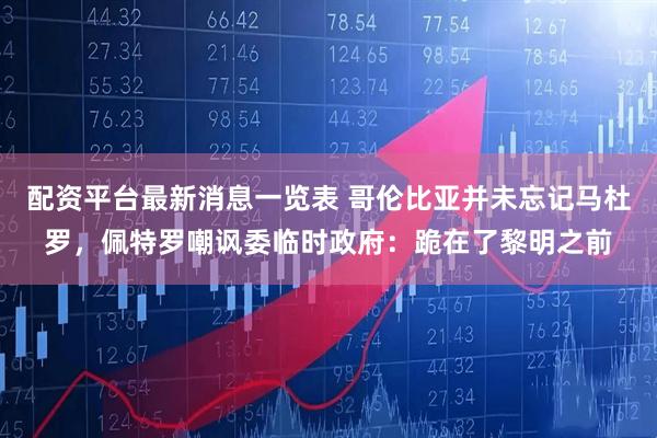 配资平台最新消息一览表 哥伦比亚并未忘记马杜罗，佩特罗嘲讽委临时政府：跪在了黎明之前